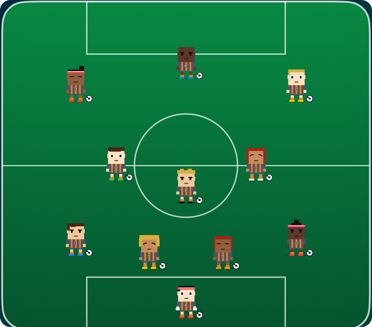 Eleven waiting on the pitch